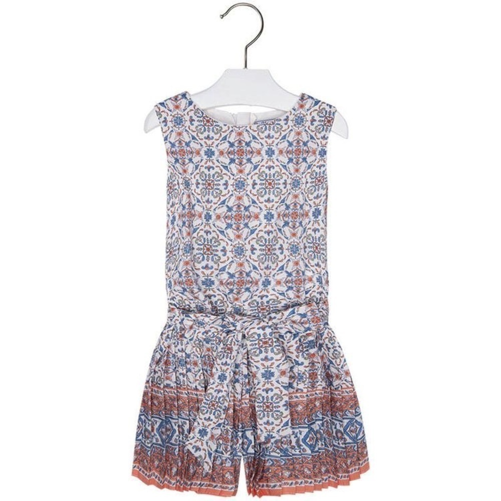 Mayoral Girls papaya pleated romper 8